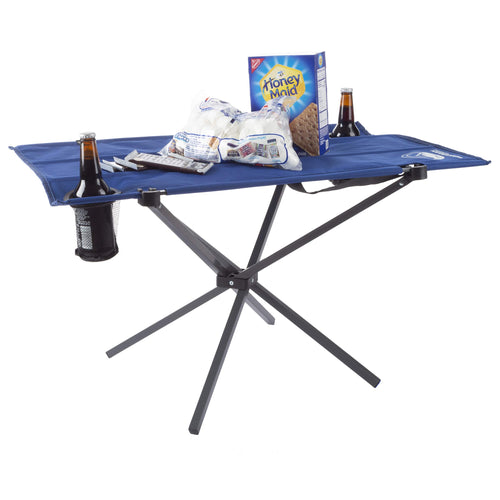Camp Table - Outdoor Folding Table with 4 Cupholders and - Blue / 2 Cup Holders