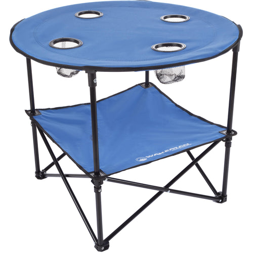 Camp Table - Round 2-Tier Folding Table with 4 Cupholders and - Wakeman